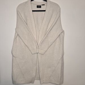 Superdry Cotton Merino Wool Nylon Open-Front Cardigan Size 4 Long Line Sweater